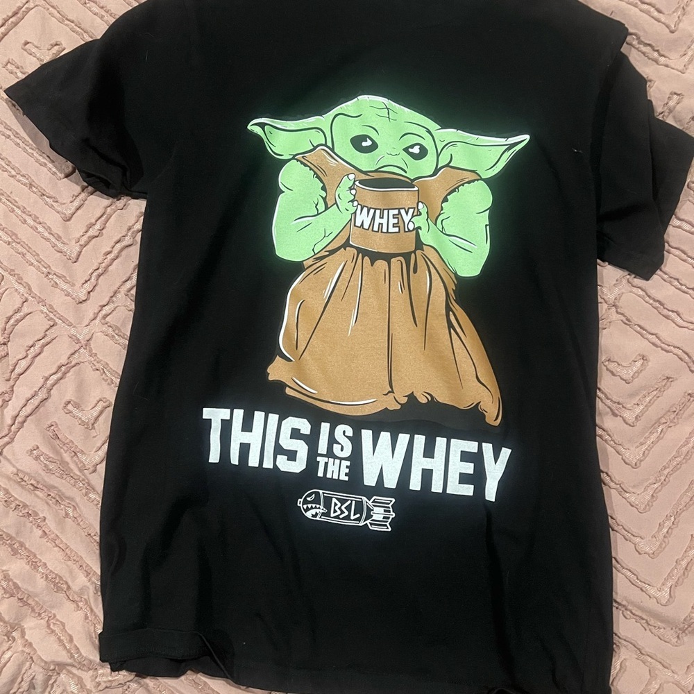 This is the Whey funny Baby Yoda Gym Graphic T-Shirt